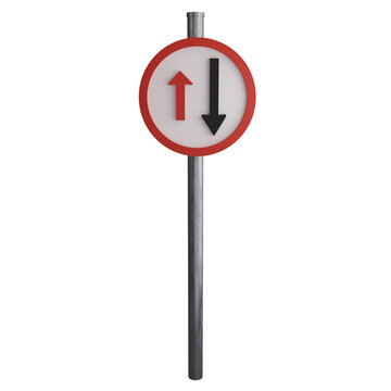 Priority to oncoming traffic sign on the road clipart flat design icon isolated on transparent background, 3D render road sign and traffic sign concept