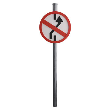 No lane change sign on the road (right) clipart flat design icon isolated on transparent background, 3D render road sign and traffic sign concept