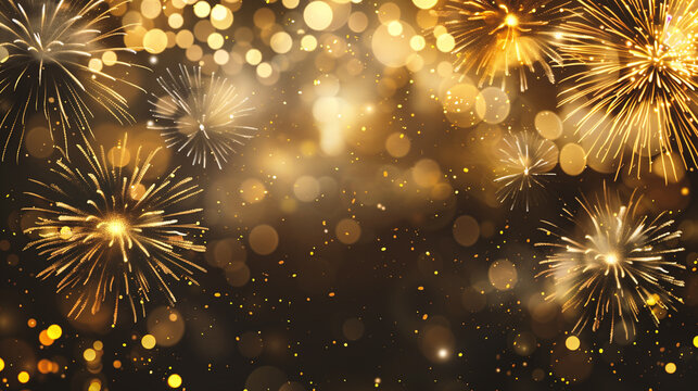 Fireworks and bokeh background for Happy New Year and Merry Christmas