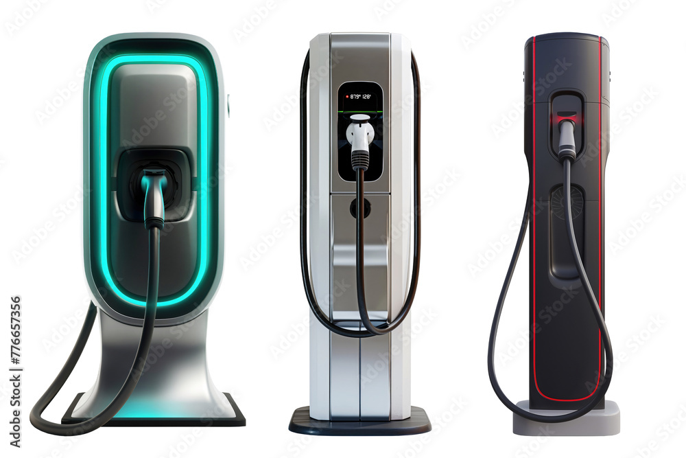 Poster set of various car electrical charge station