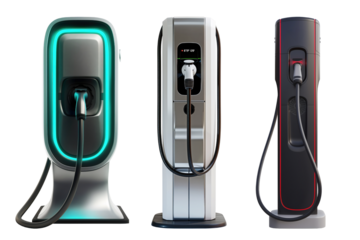 set of various car electrical charge station