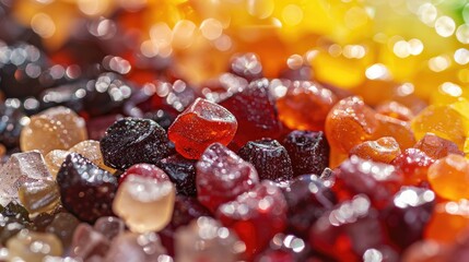 Macro shot of an assortment of spice drops emphasizing the sugary exterior and variety of colors - obrazy, fototapety, plakaty