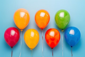 Cheerful balloons arranged on a blue background
