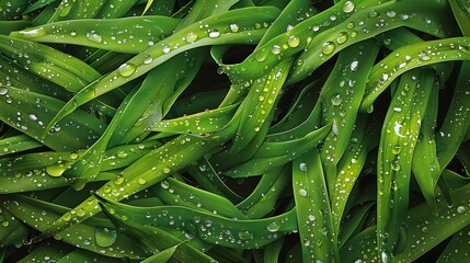 Springtime freshness: Closeup of dewy green grass AI Image - obrazy, fototapety, plakaty