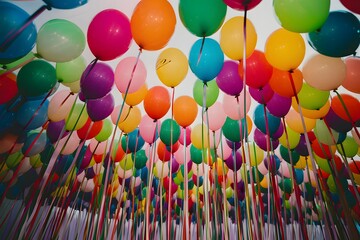 Vibrant balloons symbolize joy and festivity in any occasion - obrazy, fototapety, plakaty