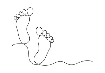 Continuous single line drawing of bare foot elegance female leg in simple linear style vector illustration. Pro vector