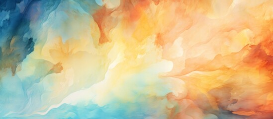 An artistic rendition of a vibrant cloud set against a backdrop of a vivid blue and orange sky