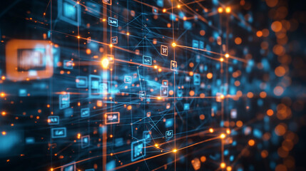 Obraz premium Visual contents concept. Social networking service. Streaming video. Global communication network.