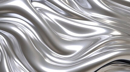 Abstract silver metal fluid chrome mirror effect background texture.