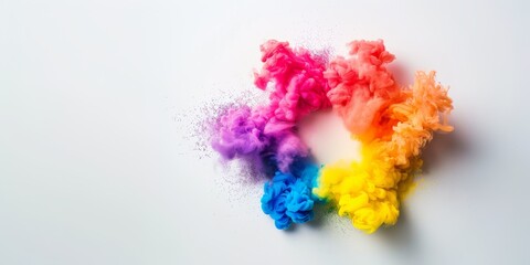 Abstract, juicy background. an explosion of multicolored powder on a white background with space for text or advertising