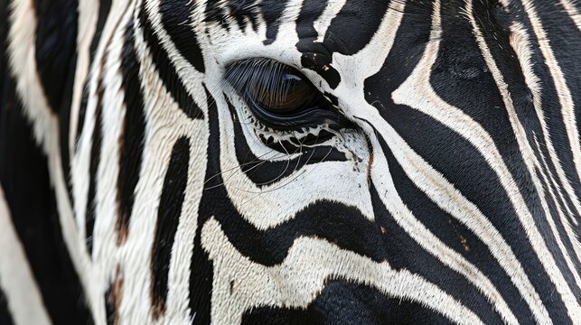 Zebra's Bold Stripes, Photograph a zebra's striking black and white stripes, emphasizing its unique and eye-catching coat pattern