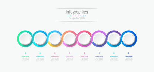 Infographic 8 options design elements for your business data. Vector Illustration.