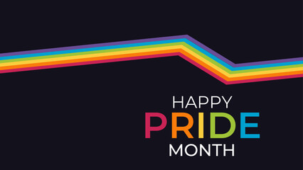 Pride Month, lgbt pride banner with rainbow text, typography, clipart, template, theme for t shirt, stickers, background, banner, poster, greeting card, print ads, signs, USA. vector illustration