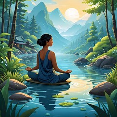 Create an illustration of someone finding moments of peace and tranquility amidst chaos and turmoil. Show how mindfulness and inner calm can be found even in the busiest of environments.