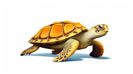 Obraz premium Cute sea turtle is walking isolated on white background.