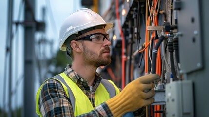 Skilled Electrician Conducting Equipment Inspection