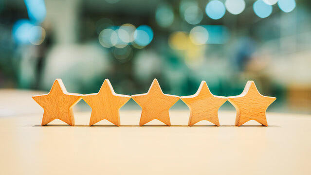 Five star shape. The best excellent business services rating customer experience concept.