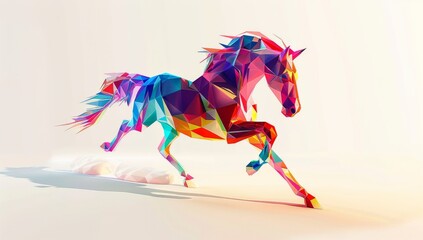 Abstract Polygonal Horse, Dynamic Low Poly Galloping Horse
