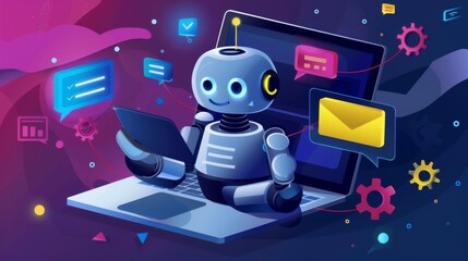 An engaging image of a robot AI assistant offering support