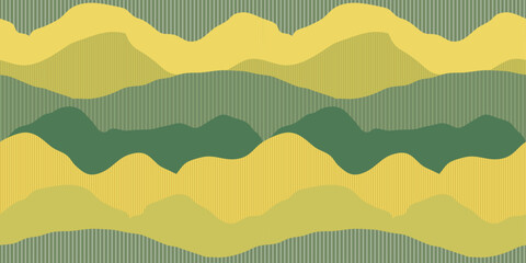 Green mountains landscape seamless pattern. Simple abstract design for backgrounds, backdrops and banners. 