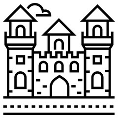 castle tower icon, simple vector design - obrazy, fototapety, plakaty