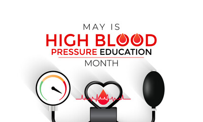 National High Blood pressure  education month is observed every year in May. Banner poster, flyer and background design. Vector illustration