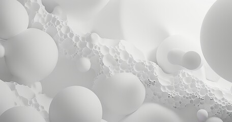 white foam pieces white cloud, in the style of organic forms blending with geometric shapes