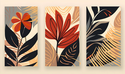 bundle set Abstract tropical leaves elements