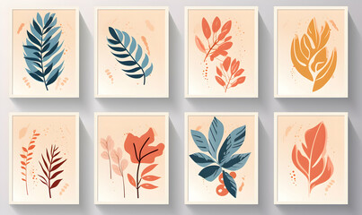 Fototapeta na wymiar bundle set Abstract tropical leaves elements