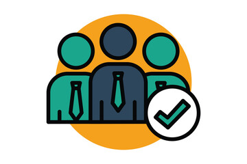 check icon. people with check mark. icon related to action plan, business. flat line icon style. business element illustration