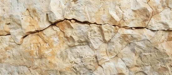 Close up of a rock face with a visible crack