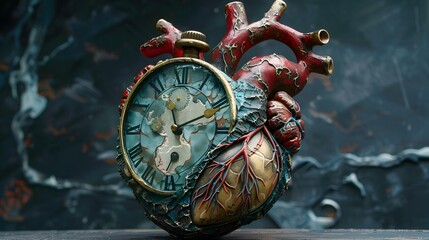 Beating Heart Clock A Surreal Masterpiece Symbolizing the Rhythm of Life