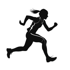 Silhouette woman athletes on running race on white background. AI Generative