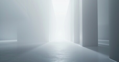 White minimalistic lines background digital foggy realistic light render