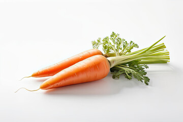 Fresh and Healthy Orange Carrots on a white background, Ai Generative - obrazy, fototapety, plakaty