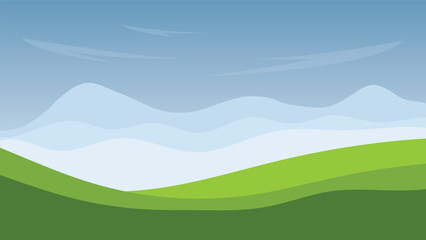 Fototapeta premium nature view landscape background with green field and mountain