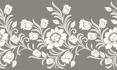 Seamless vector lacy floral border design