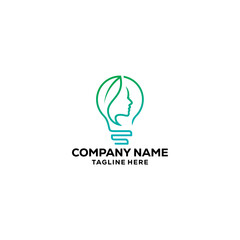  skin care design logo with face and light bulb theme