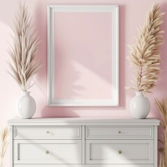 Frame mockup, frame mockup wall background for painting and poster framing, modern home interior background, 3D render