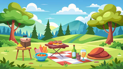 Naklejka premium picnic on the gress