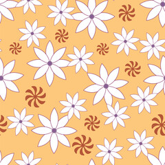 Hand drawn Flower seamless original pattern in vintage style. vector design for fashion, fabric, wallpaper and all prints ornamental garden Flower and leaves. flower background.