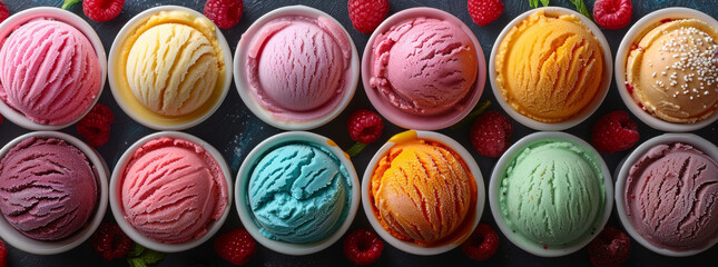 ice cream sample, vibrant colors,generative ai