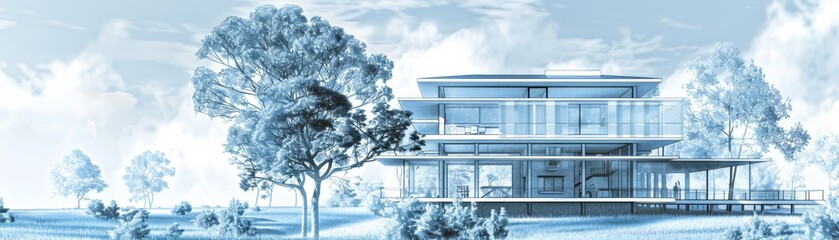 Architectural blueprint of a sustainable home