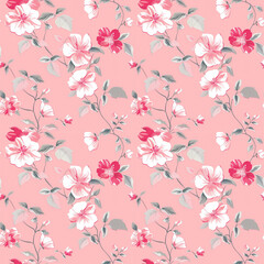 Floral pink color, Beautiful form natural, seamless pattern.