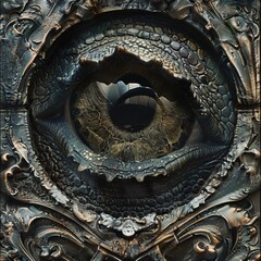 Basilisk eye a window into ancient myths - obrazy, fototapety, plakaty