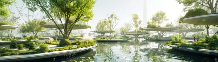 Fototapeta na wymiar Blueprint of a floating garden