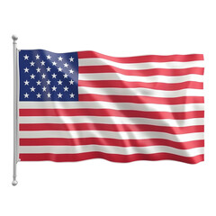 Waving American Flag on White Background
