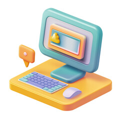Stylish 3D Isometric Computer Setup Illustration
