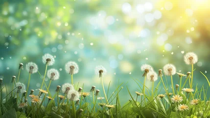 Foto op Plexiglas Nature background with dandelion seeds © 상서 김