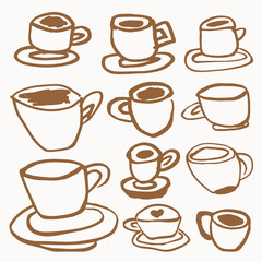 Brown Coffee Cup Vector Collection.eps